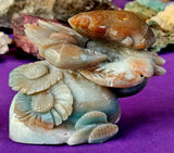 LG. Caribbean Calcite Crystal Crab w/Coral and Flowers Statue 🐚🌊🌸🪸🦀