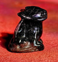 Arfvedsonite aka Fireworks Stone & Garnet Crystal Toothless Figurine ❤️🐲🖤