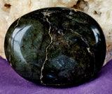 XL Labradorite Crystal Palmstone w/Golden Etched Engraving 🤩✨🌟⚜️💙💠