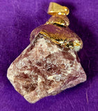 Raw Strawberry Quartz w/Black Tourmaline Gold Coated Necklace 📿🍓🩷🖤✨