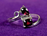 925 Sterling Silver Bypass Ring w/Garnet & Ruby Gemstones ❤️✨💍🩷🤩😍