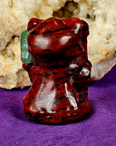 Brecciated Jasper Kitty Grim Reaper w/Green Aventurine Crystal Raven Figurine 😍🐦‍⬛✨🥹🐈💀