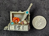 Spoontiques Pewter TREASURE CHEST - SWORD JEWELS SKULL - 2 1/2" Figurine #MR839