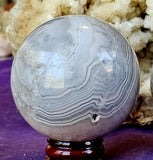 Blue Banded Agate Crystal Sphere #2 💙✨🔮💎🔵