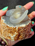 LG. Purple Agate Crystal Druzy Snake on Rock Carving 🐍🤯✨💥🤩🪨