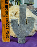 Black Raw/Cut Chalcedony Crystal Druzy Cactus Carving ✨ 💎 🏜️🐫🌵