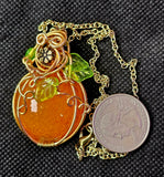 Hand Made Wire Wrapped Resin Pumpkin Necklace 📿✨🎃