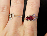 Sterling Silver 925 Round & Tiffany Cut Garnet Gemstone Ring 💍✨💎❤️🍒🌹