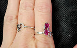 925 Sterling Silver Ring w/Round & Pear Cut Rubies ❤️✨🩷💍🤩