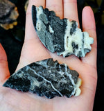 Crazy Lace Agate Crystal Butterfly Carving on Black Metal Display Stand #2 🖤🦋💛✨🤍