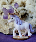 Lilac Hair Pony Figurine w/Wire Wrapped Amethyst Crystal Tree 🐎💜🌳