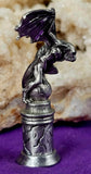 Vintage Antique Pewter Gargoyle Figurine On Pedestal