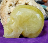 LG. Yellow Banded Fluorite Crystal Skull ☠️💀🟡💛