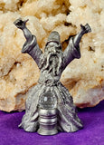 Vintage Antique Pewter Wizard Figurine w/Crystal Ball 🔮✨🩶🧙‍♂️🧙‍♀️
