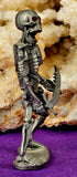 Vintage Antique Pewter Skeleton Warrior Figurine w/Red Eyes 💀🦴❤️⚔️🗡️