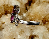925 Sterling Silver Ring w/Round & Pear Cut Rubies ❤️✨🩷💍🤩