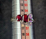 Sterling Silver 925 Round & Tiffany Cut Garnet Gemstone Ring 💍✨💎❤️🍒🌹