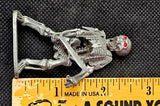 Vintage Antique Pewter Skeleton Warrior Figurine w/Red Eyes 💀🦴❤️⚔️🗡️