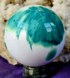 Dyed Snow Agate Crystal Sphere 💚🔮🌨️✨🤍