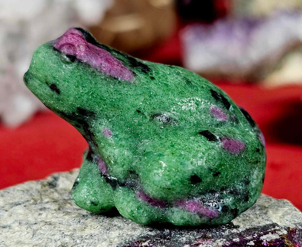 Ruby & Zoisite Crystal Frog Figurine 🐸