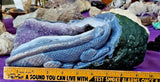GIGANTIC & HEAVY Amethyst & Blue Agate Crystal Cathedral w/Lizard Sculpture 🤯✨🦎💙☪️💜