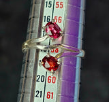925 Sterling Silver Round Cut Garnet & Ruby Bypass Ring ❤️✨💎💍🩷