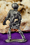 Vintage Antique Pewter Skeleton Warrior Figurine w/Red Eyes 💀🦴❤️⚔️🗡️