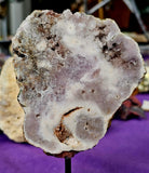 Polished/Raw Pink Amethyst Crystal Slab on Black Metal Display Stand ✨🩷🌸😍