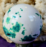 Dyed Snow Agate Crystal Sphere 💚🔮🌨️✨🤍