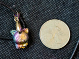 Rainbow Titanium Bismuth Crystal Kitty Cat Necklace ✨🐾🐈📿🌈