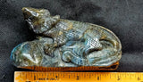 LG. Rainbow Flash Labradorite Crystal Lizard Basking on Rock Carving #1 🦎🩶🌈🪨✨🤩