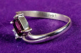 925 Sterling Silver Ring w/Rectangular Cut Ruby & Round White Sapphire Gemstones ❤️✨🩷💍🤩
