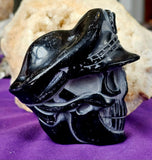 LG. Black Agate Crystal Pirate Skull Carving ⚓🏴‍☠️🤯✨☠️🦜🖤