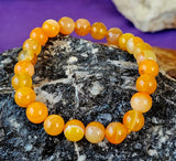 Dyed Orange Agate Crystal Stretch Bracelet 📿✨🧡🍊🤍