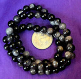 Silver Sheen Obsidian Crystal Stretch Bracelet 📿✨🖤🩶✨