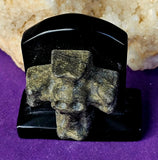 Pyrite & Black Obsidian Crystal Tombstone 🪦🖤💀⚜️