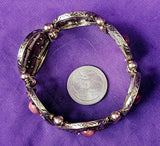 Lab Created Rhodonite, pink sapphire, and Citrine Crystal Silver Stretch Bracelet 📿🩷✨⚜️