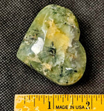 Prehnite w/Black Tourmaline & Vugs Crystal Puffy Heart 💚✨🤩🖤