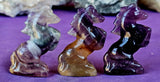Banded Rainbow Fluorite Crystal Horse Carving 💜💛💚🐴🐎🌈