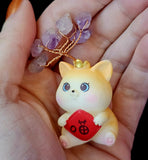 Queen Kitty Holding Heart w/Wire Wrapped Amethyst Crystal Tree 👑🐈✨❤️🌳💜