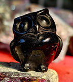 Black Obsidian Crystal Owl Figurine