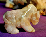 Flower Agate Crystal Buffalo Carving ✨🌸🩷🌷🦬🐃