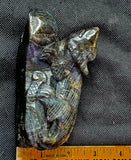 LG. Rainbow Flash Labradorite Crystal Lizard Basking on Rock Carving #1 🦎🩶🌈🪨✨🤩