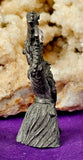 Vintage Antique Pewter Wizard Figurine with Dragon, Owl & Crystal Ball
