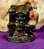 Pyrite Kitty Grim Reaper w/Plum Blossom Jasper Crystal Raven Figurine 😍🐦‍⬛⚜️🐈💀🌸