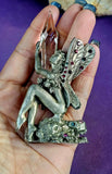 Vintage Pewter Fairy Figurine w/Crystal and Rhinestones