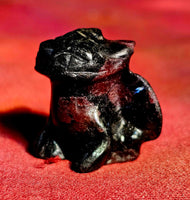 Arfvedsonite aka Fireworks Stone & Garnet Crystal Toothless Figurine ❤️🐲🖤