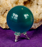 SM. Teal Cat Eye Crystal Sphere 👁️✨😻🔮🐈🩵