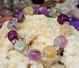 Rainbow Fluorite Crystal Bracelet 📿🌈💛💜🩵