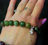 Handcrafted Nephrite Jade w/925 SS Buddha Charm Crystal Stretch Bracelet 🕉️📿✨💚